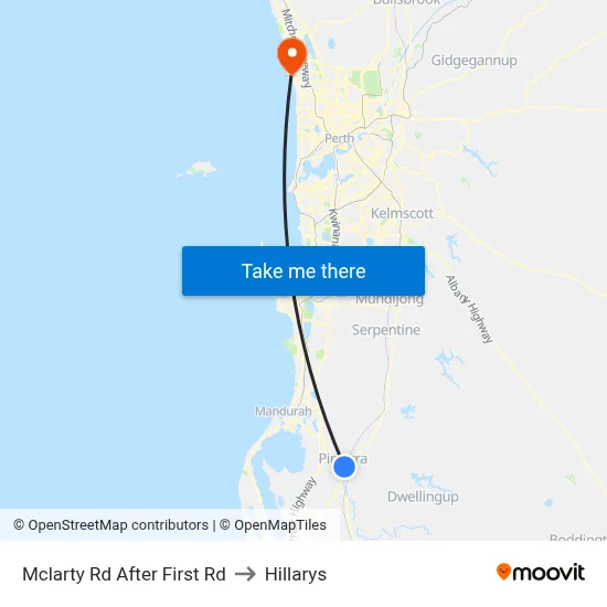 Mclarty Rd After First Rd to Hillarys map