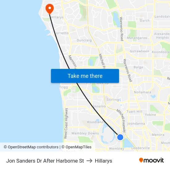 Jon Sanders Dr After Harborne St to Hillarys map