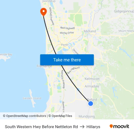 South Western Hwy Before Nettleton Rd to Hillarys map