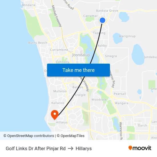 Golf Links Dr After Pinjar Rd to Hillarys map