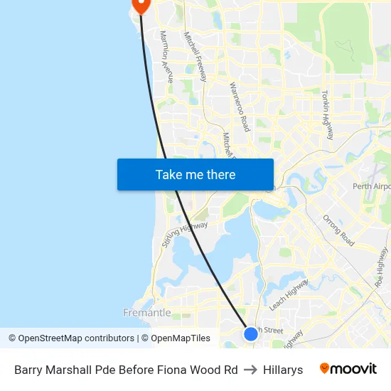 Barry Marshall Pde Before Fiona Wood Rd to Hillarys map
