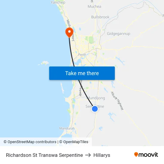 Richardson St Transwa Serpentine to Hillarys map