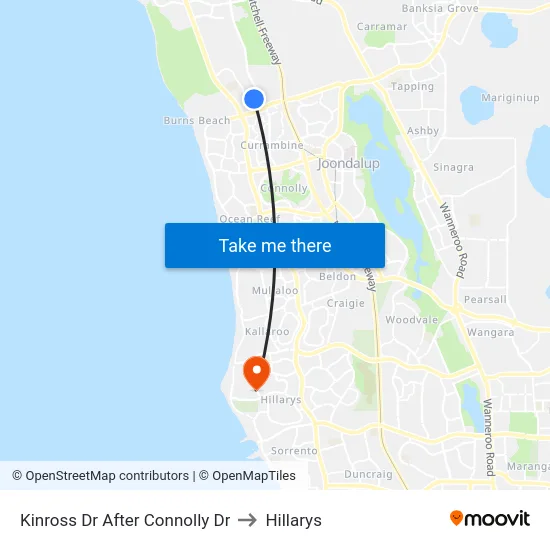 Kinross Dr After Connolly Dr to Hillarys map