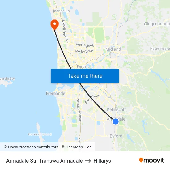 Armadale Stn Transwa Armadale to Hillarys map