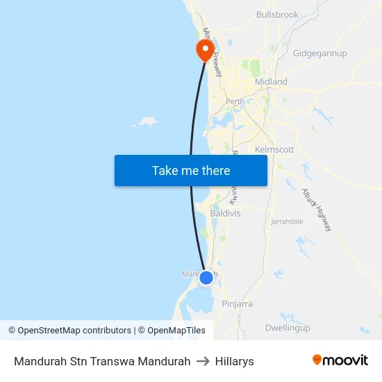 Mandurah Stn Transwa Mandurah to Hillarys map