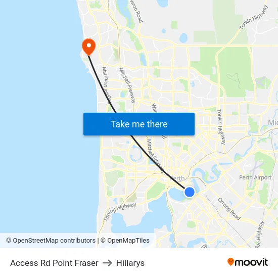 Access Rd Point Fraser to Hillarys map