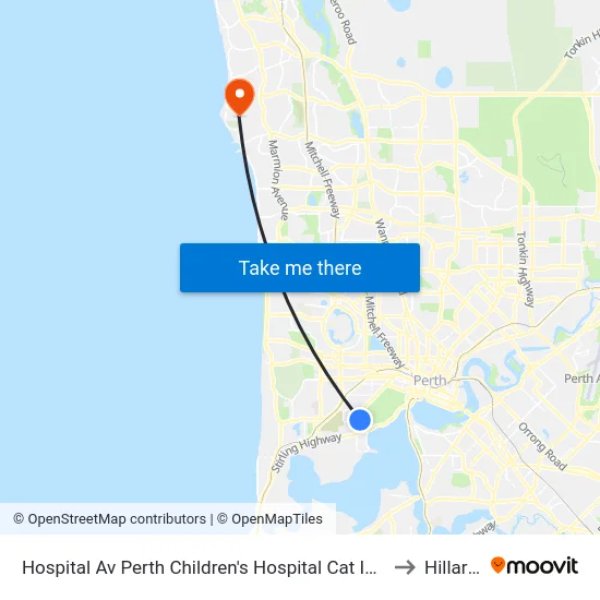 Hospital Av Perth Children's Hospital Cat Id 116 to Hillarys map