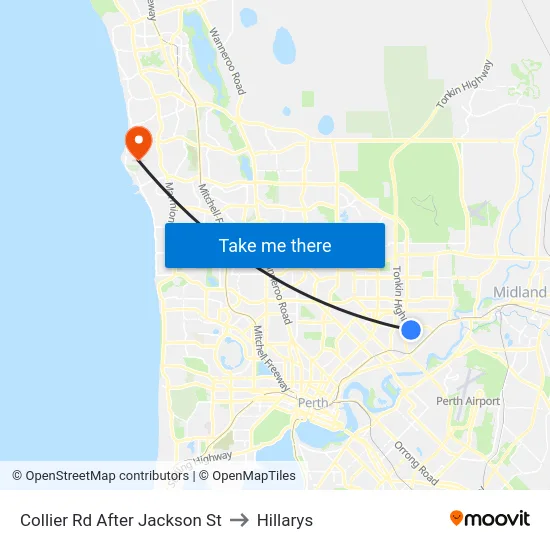 Collier Rd After Jackson St to Hillarys map