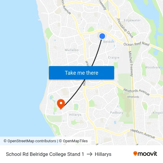 School Rd Belridge College Stand 1 to Hillarys map