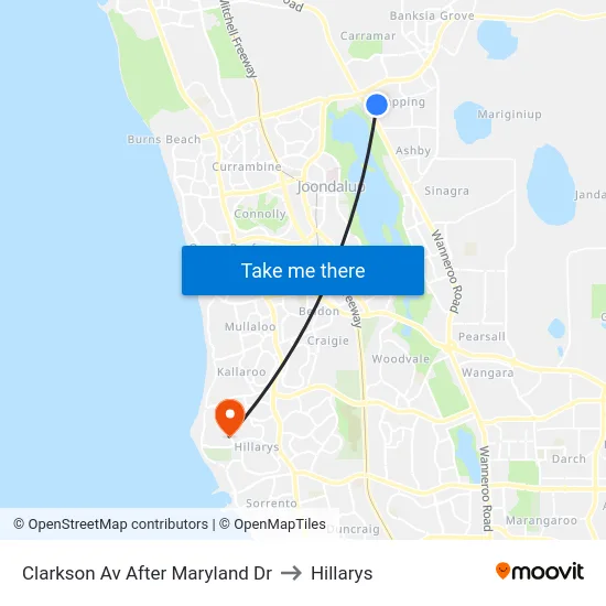 Clarkson Av  After Maryland Dr to Hillarys map