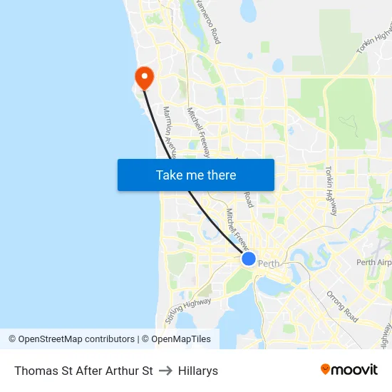 Thomas St After Arthur St to Hillarys map