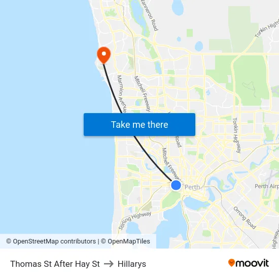 Thomas St After Hay St to Hillarys map