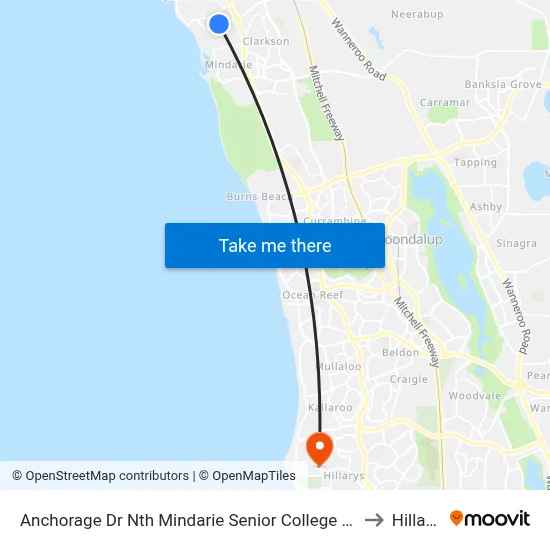 Anchorage Dr Nth Mindarie Senior College Stand 4 to Hillarys map