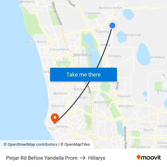 Pinjar Rd Before Yandella Prom to Hillarys map