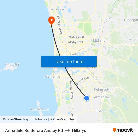 Armadale Rd Before Anstey Rd to Hillarys map