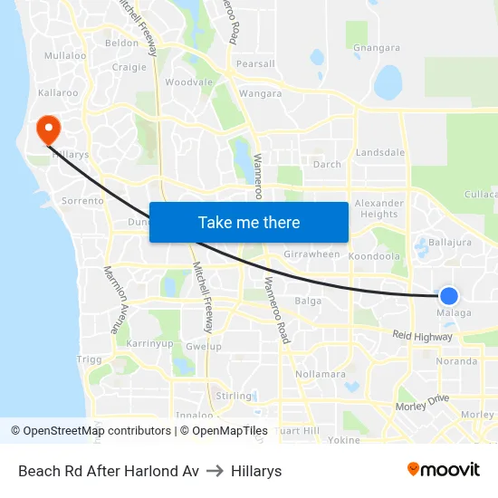 Beach Rd After Harlond Av to Hillarys map