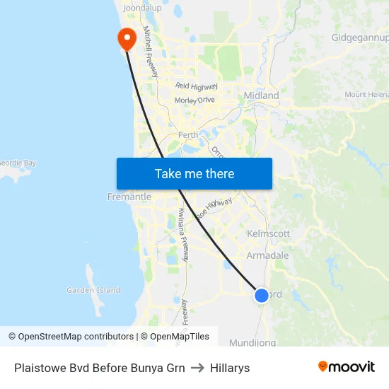 Plaistowe Bvd Before Bunya Grn to Hillarys map