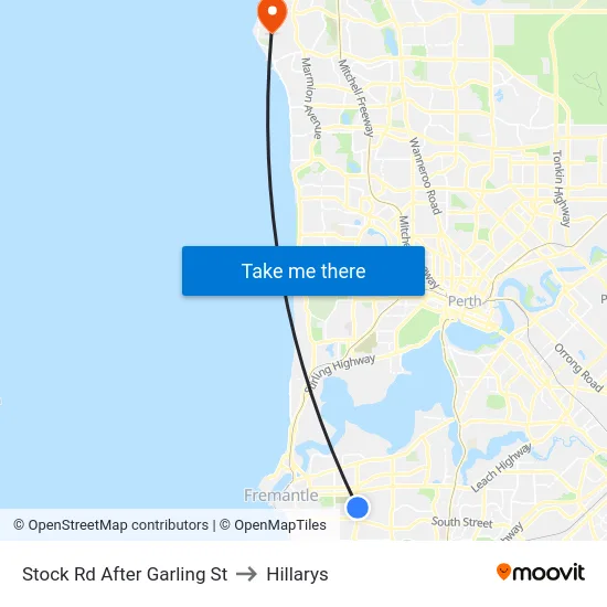 Stock Rd After Garling St to Hillarys map