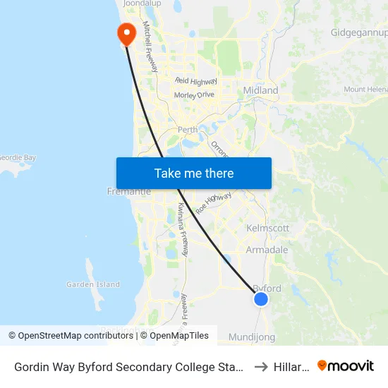 Gordin Way Byford Secondary College Stand 2 to Hillarys map