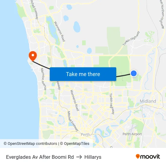 Everglades Av After Boomi Rd to Hillarys map