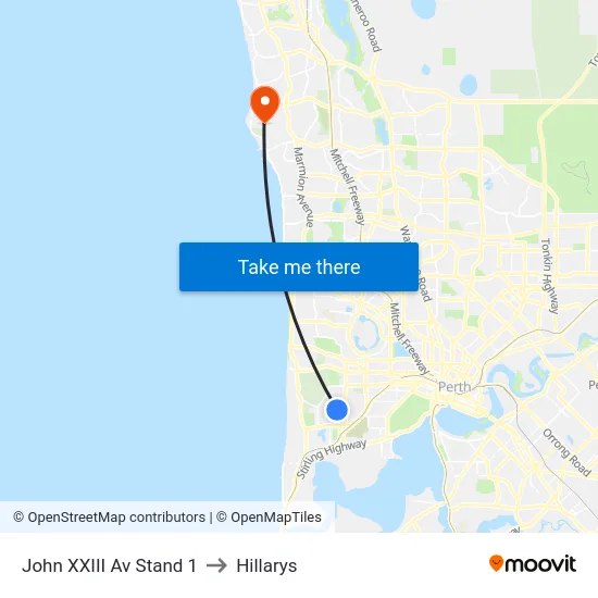 John XXIII Av Stand 1 to Hillarys map