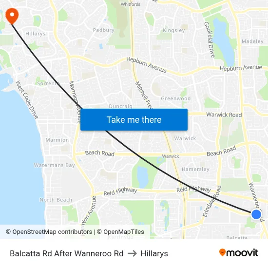 Balcatta Rd After Wanneroo Rd to Hillarys map