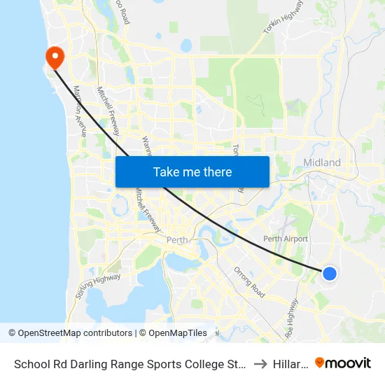 School Rd Darling Range Sports College Stand 2 to Hillarys map
