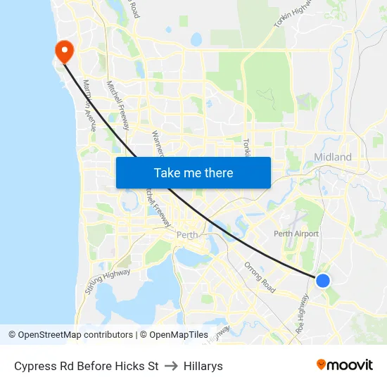 Cypress Rd Before Hicks St to Hillarys map