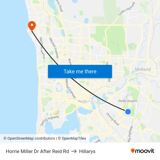 Horrie Miller Dr After Reid Rd to Hillarys map