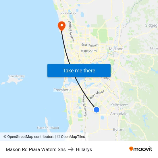 Mason Rd Piara Waters Shs to Hillarys map