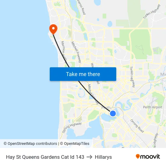 Hay St Queens Gardens Cat Id 143 to Hillarys map