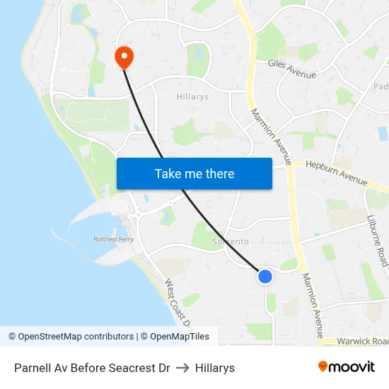 Parnell Av Before Seacrest Dr to Hillarys map