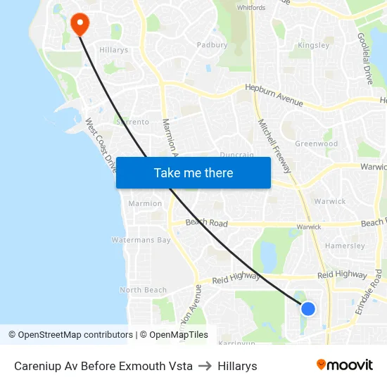 Careniup Av Before  Exmouth Vsta to Hillarys map