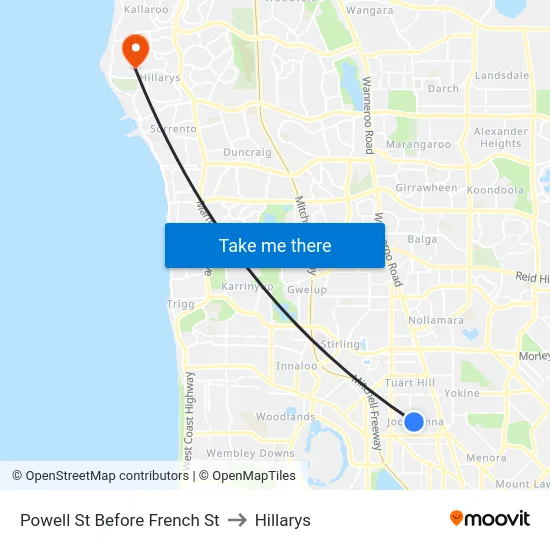 Powell St Before French St to Hillarys map