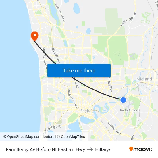 Fauntleroy Av Before Gt Eastern Hwy to Hillarys map