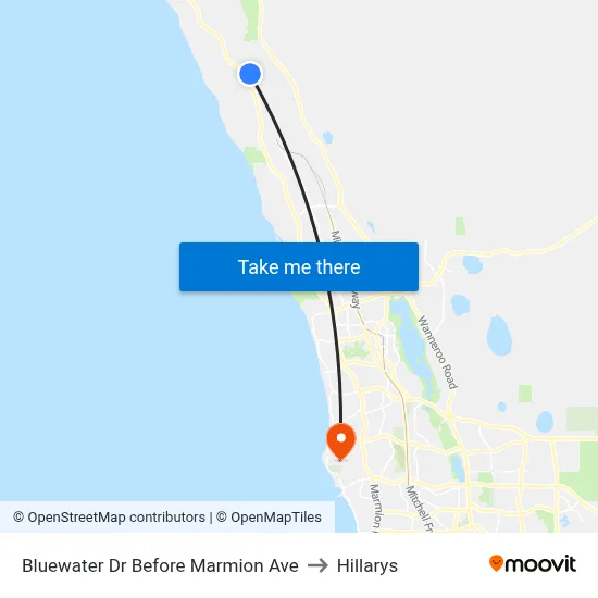 Bluewater Dr Before Marmion Ave to Hillarys map