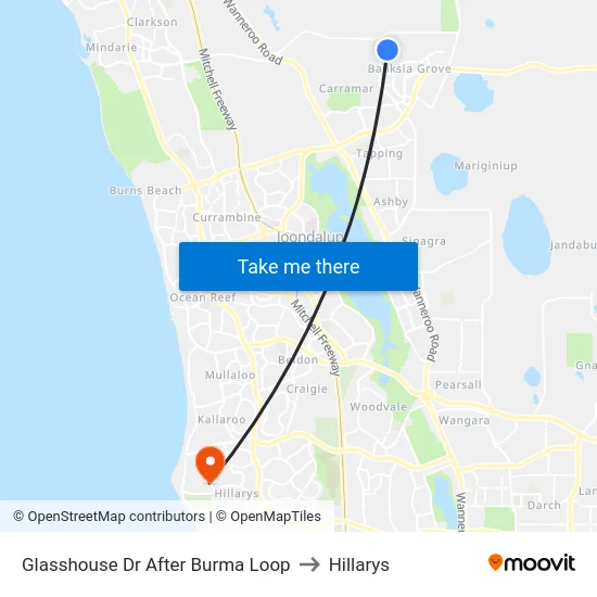 Glasshouse Dr After Burma Loop to Hillarys map