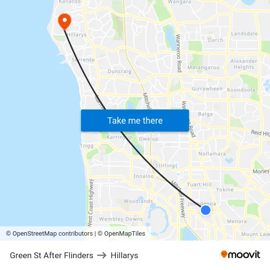 Green St After Flinders to Hillarys map