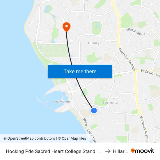 Hocking Pde Sacred Heart College Stand 1 & 2 to Hillarys map
