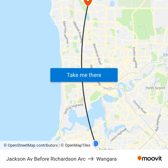 Jackson Av Before Richardson Arc to Wangara map