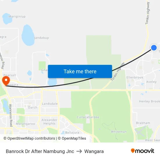 Banrock Dr After Nambung Jnc to Wangara map
