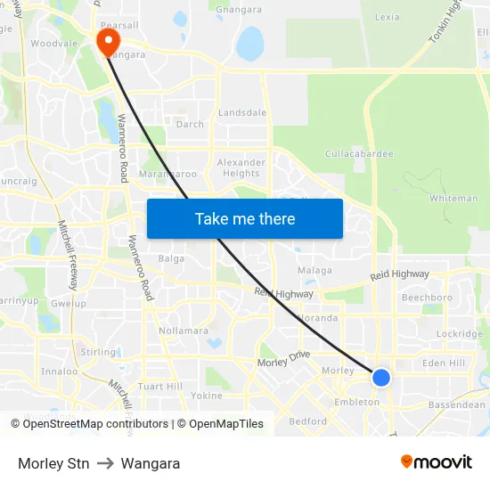 Morley Stn to Wangara map