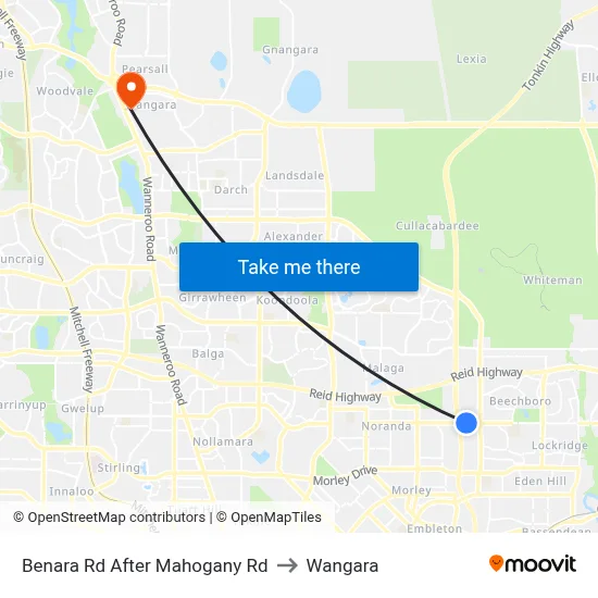 Benara Rd After Mahogany Rd to Wangara map
