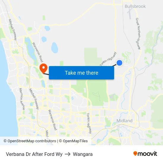 Verbana Dr After Ford Wy to Wangara map