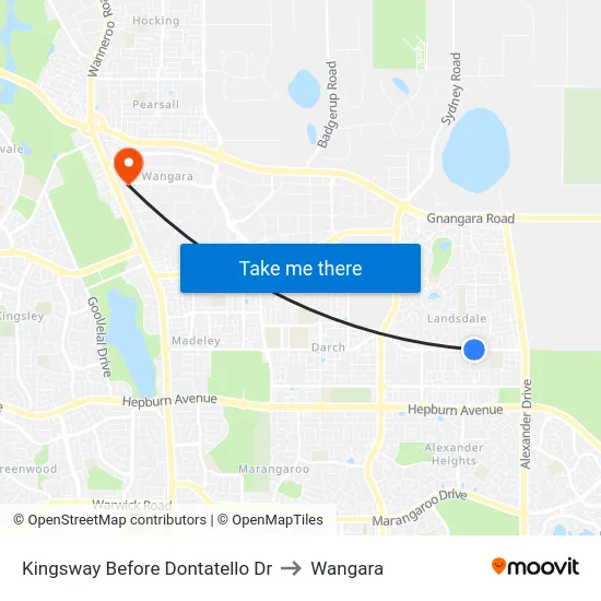 Kingsway   Before Dontatello Dr to Wangara map