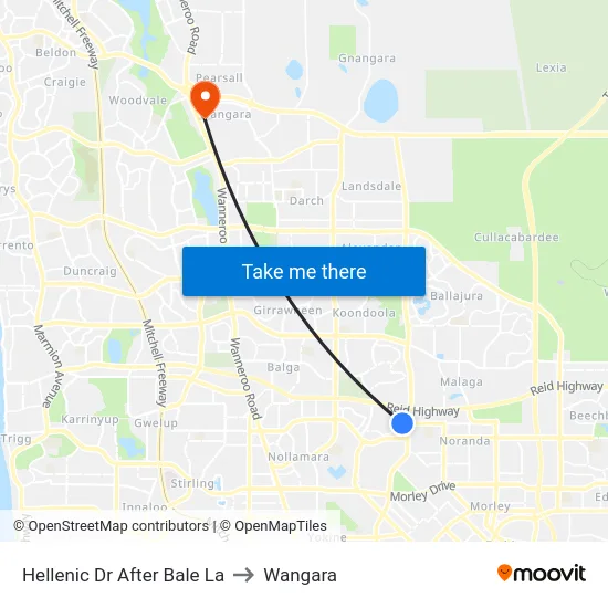 Hellenic Dr After Bale La to Wangara map