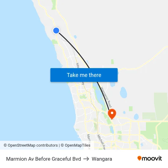 Marmion Av Before Graceful Bvd to Wangara map