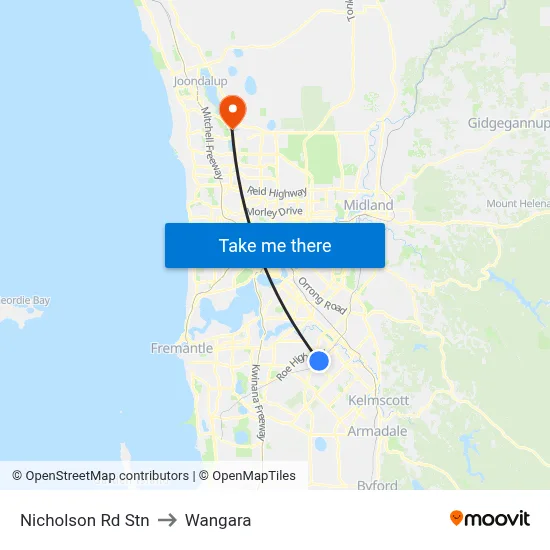 Nicholson Rd Stn to Wangara map