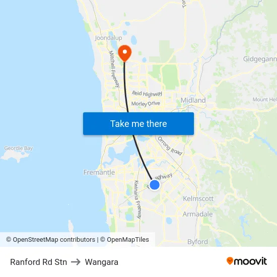 Ranford Rd Stn to Wangara map