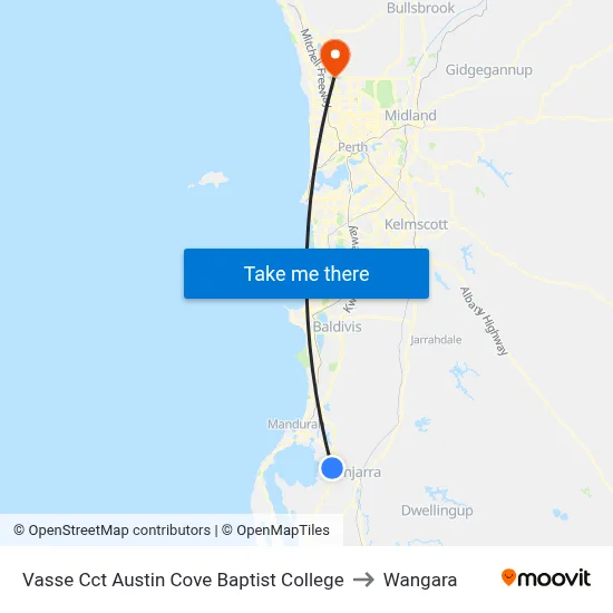 Vasse Cct Austin Cove Baptist College to Wangara map